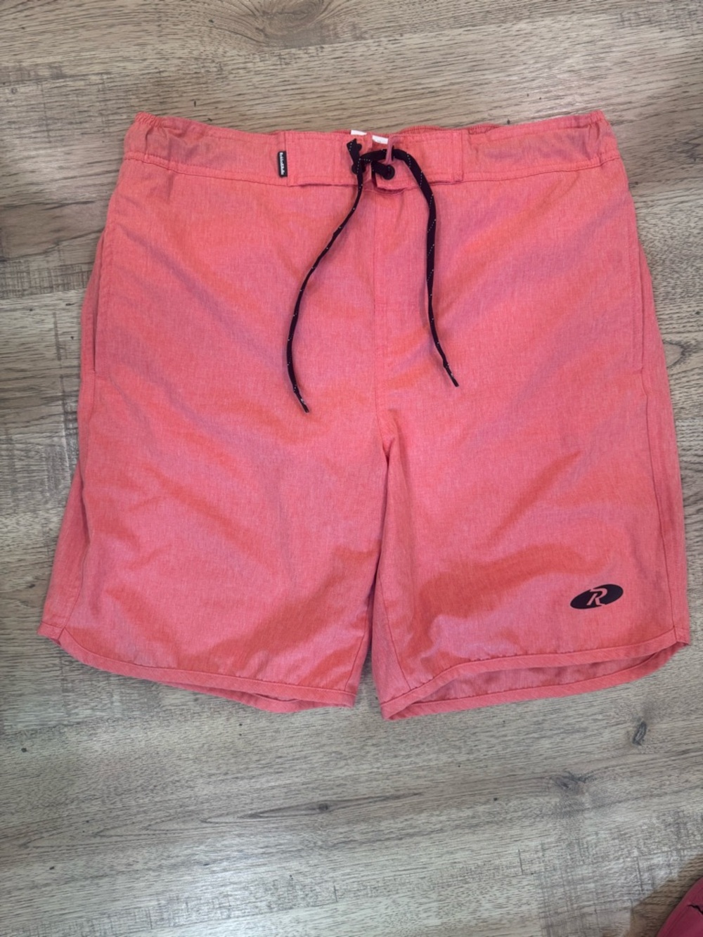 Rokka&Rolla men's 9" stretch mesh lined swim trunks in peach